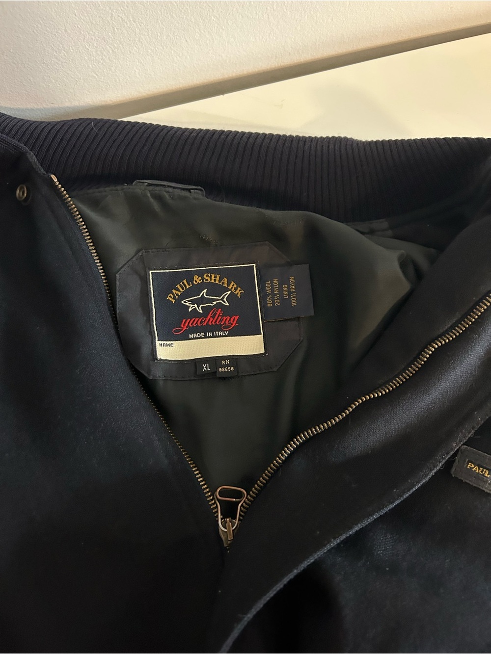 Vintage Paul & Shark Yachting Wool Bomber Jacket Navy Blue Men's XL - Picture 5 of 10
